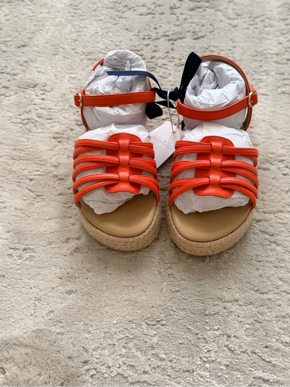 Janie and Jack: Kids Orange Strappy Platform Sandals